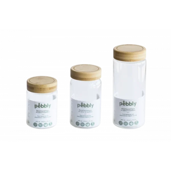 vente pas cher en ligne Boîte De Conservation En Verre Et Bambou Rond 450 Ml Pebbly 3