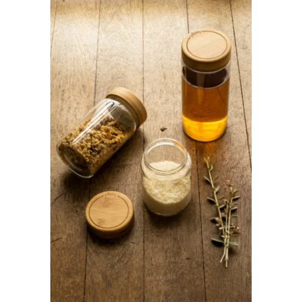 vente pas cher en ligne Boîte De Conservation En Verre Et Bambou Rond 450 Ml Pebbly 4