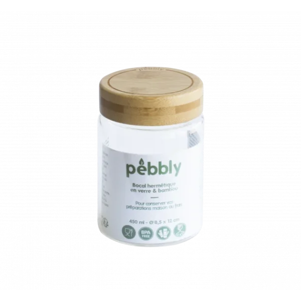 vente pas cher en ligne Boîte De Conservation En Verre Et Bambou Rond 450 Ml Pebbly 1