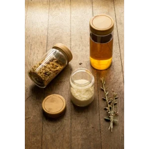 Livraison internationale Boîte De Conservation En Verre Et Bambou Rond 650 Ml Pebbly 7