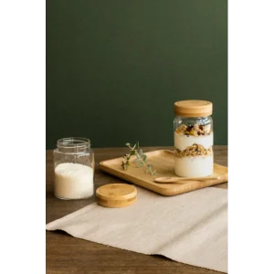 Livraison internationale Boîte De Conservation En Verre Et Bambou Rond 650 Ml Pebbly 9