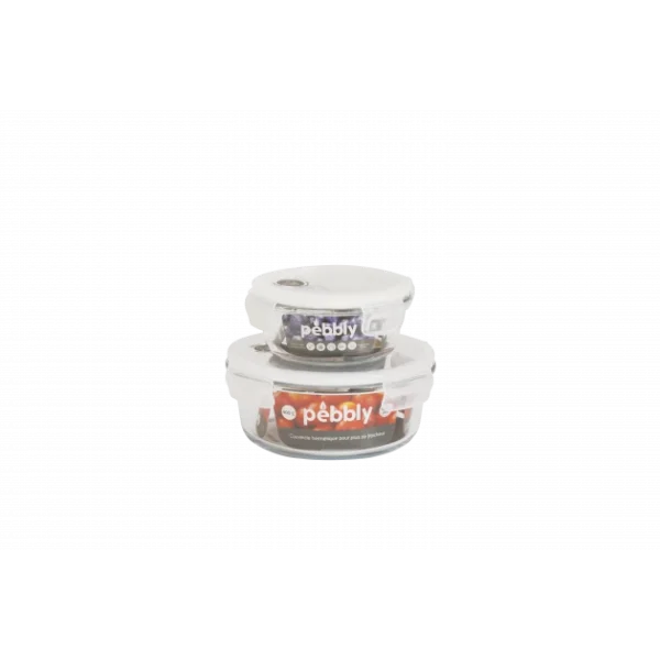 Boîte De Conservation En Verre Rond 400 Ml Pebbly Pas Cher Magasin Soldes 3