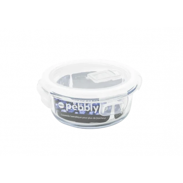 Boîte De Conservation En Verre Rond 400 Ml Pebbly Pas Cher Magasin Soldes 1
