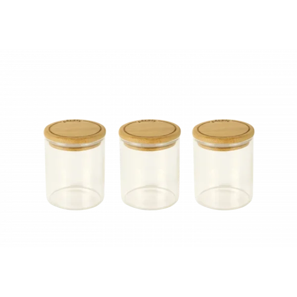Service Clients Dédié Lot 3 Pots à Épices En Verre Et Bambou 190 Ml Pebbly 1