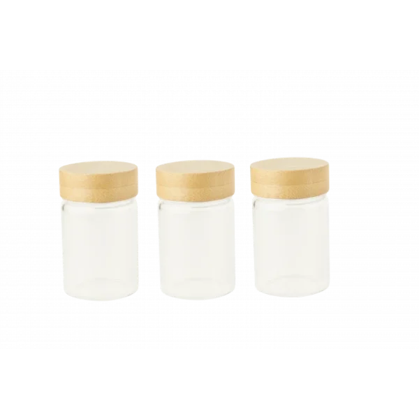 économies garanties Lot 3 Pots En Verre Et Bambou 75 Ml Pebbly 1