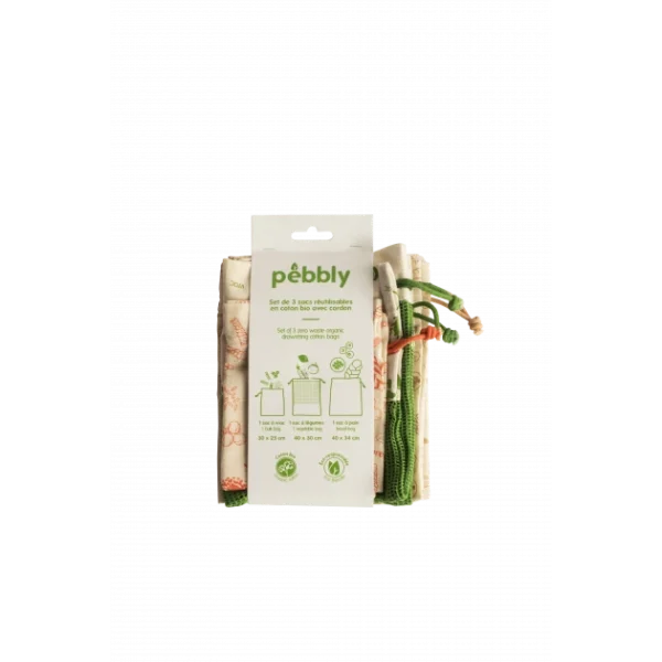 Acheter Maintenant Set Zéro Déchet Coton Bio 3 Pièces Pebbly 3